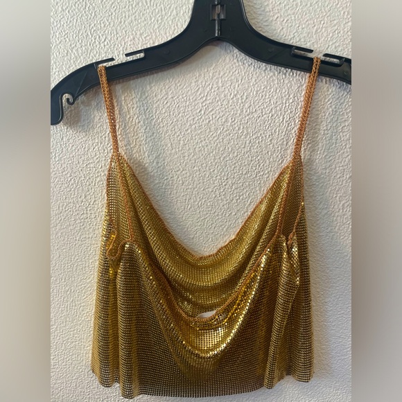 NWOT Better Be gold chainmail crop top - Picture 2 of 3
